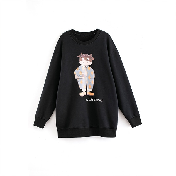 ファッショナブルな牛年をテーマにしたプリントスウェットシャツ