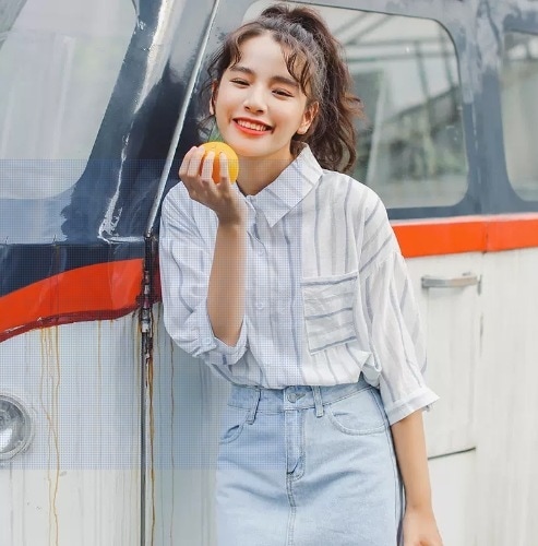 トップス デート モテアイテム シャツ 長袖 ルーズ ストライプ柄 コットン 可愛い きれいめ 上品 おしゃれ かっこいい 可愛い ラブリー キュート ガーリー クール モード系 セクシー