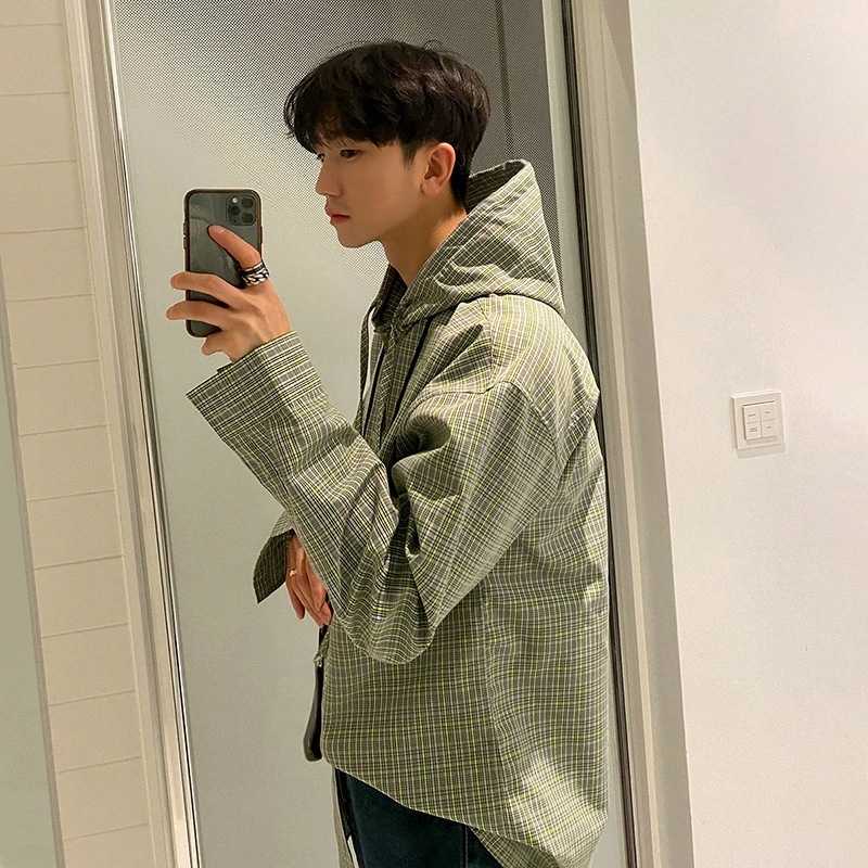 シャツ メンズ 秋 フード付き チェック柄 レトロ 長袖 カジュアル 341,528円