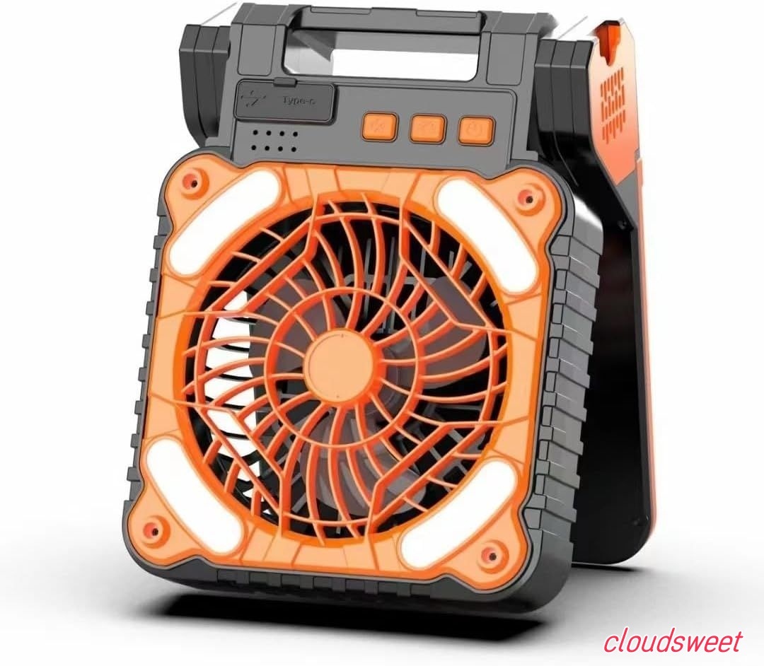 ソーラー扇風機 ソーラー充電器 4in1 Type-C充電 大容量 7800mAh 車中泊 太陽光 折り畳み 防災グッズ 懐中電灯 4段階風量 ライト付携帯扇風機 3段階ライト ソーラーファン キャン