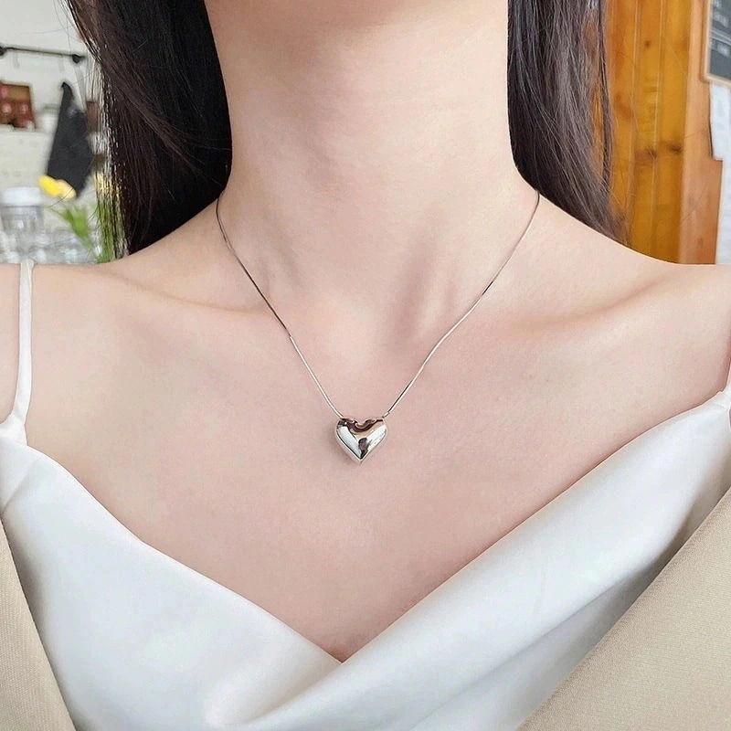 【幸運】silver スネークチェーン キュービック ハート ネックレス 百掛け ネックレス レディース ネックレス 金属アレルギー対応