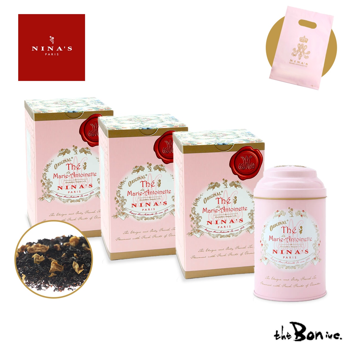 3箱セット【ニナス】オリジナル マリーアントワネットティー リーフ 100g×3 /常温宅急便/ お渡し袋付き 紅茶 ニナスパリ ティー 茶葉 リンゴ バラ ローズ スリランカ 輸入紅茶