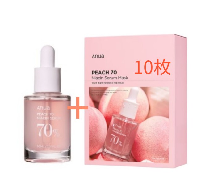 PEACH桃 ナイアシン セラム+ナイアシン マスクパック 10枚