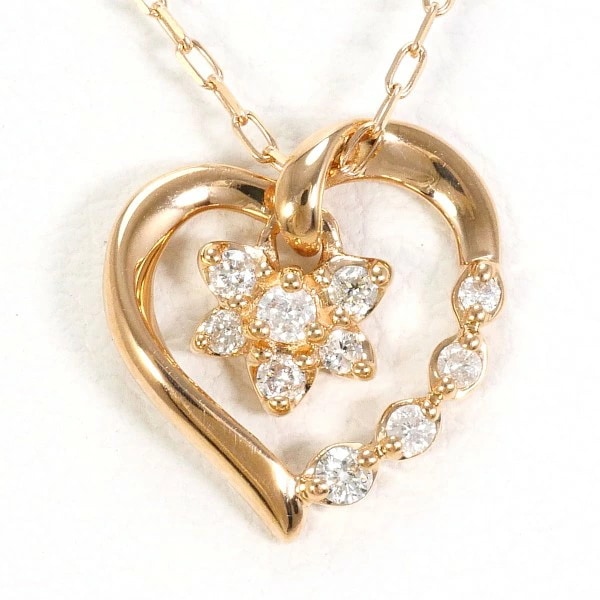 4℃ K10PG ネックレス ダイヤ 総重量約1.3g 約41.5cm ジュエリー 中古