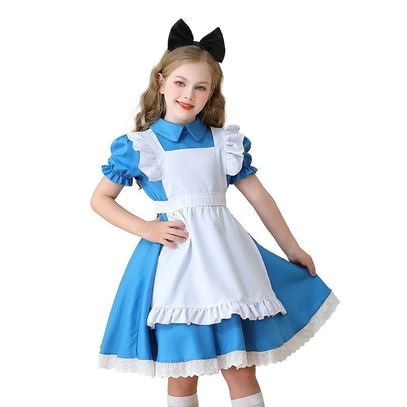 アリス子供演出服メイド服ハロウィン女子子供服田園農場ロールプレイワンピースcos