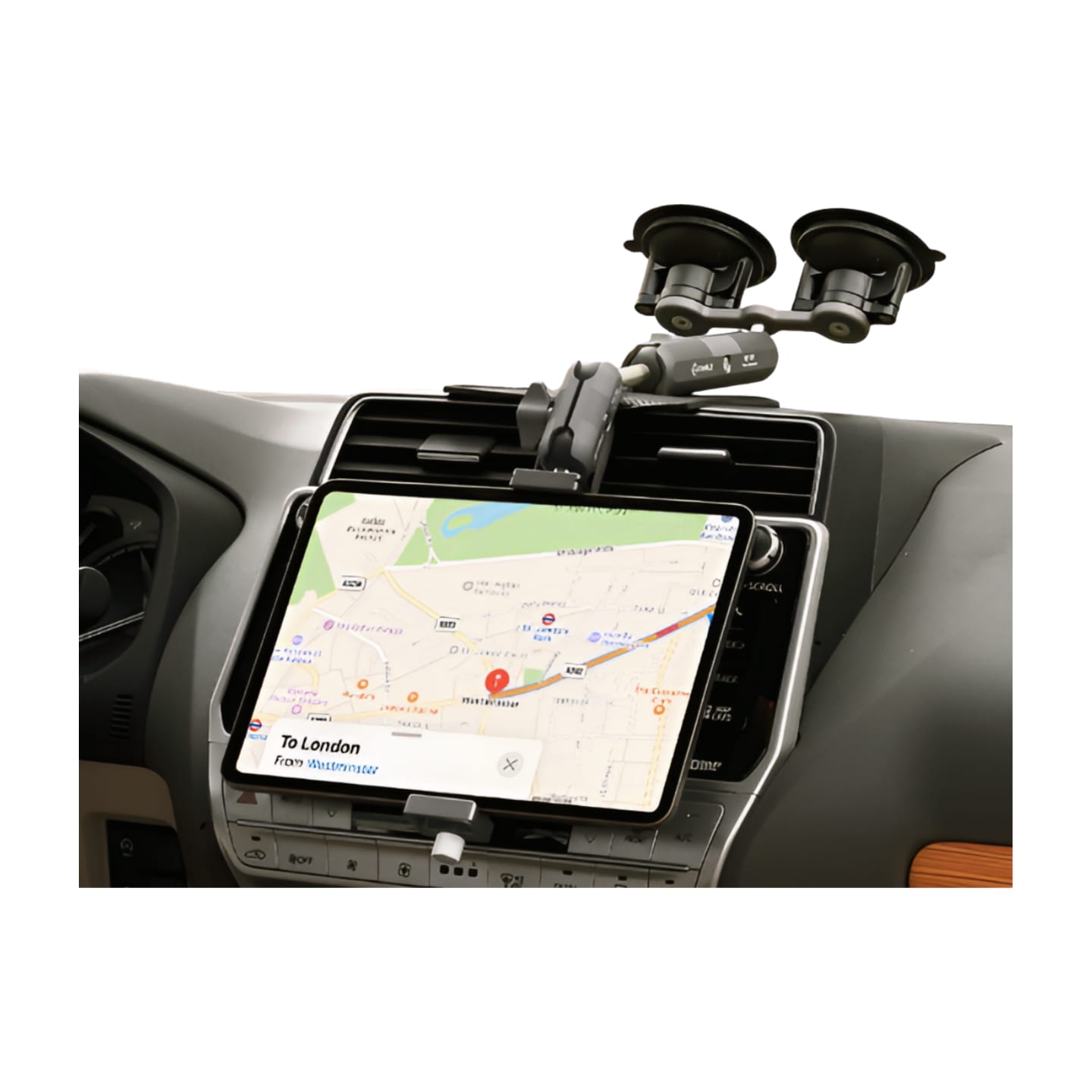 車載ホルダー タブレット対応 7-11インチ 360度回転 強力吸盤 フロントガラス取付 1インチボール