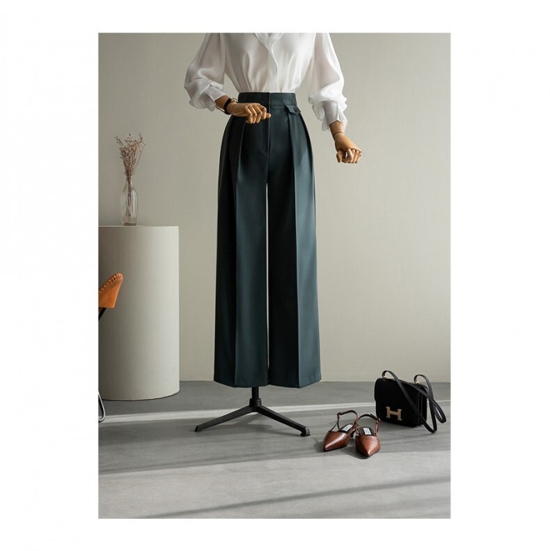 ボトムス パンツ ワイドパンツ リラックスパンツ 膝下 ロング ロング丈 ワイド ファスナー ハイウエスト ポリエステル かわいい 大人可愛い きれいめ シンプル カジュアル 大人 上品 おしゃれ