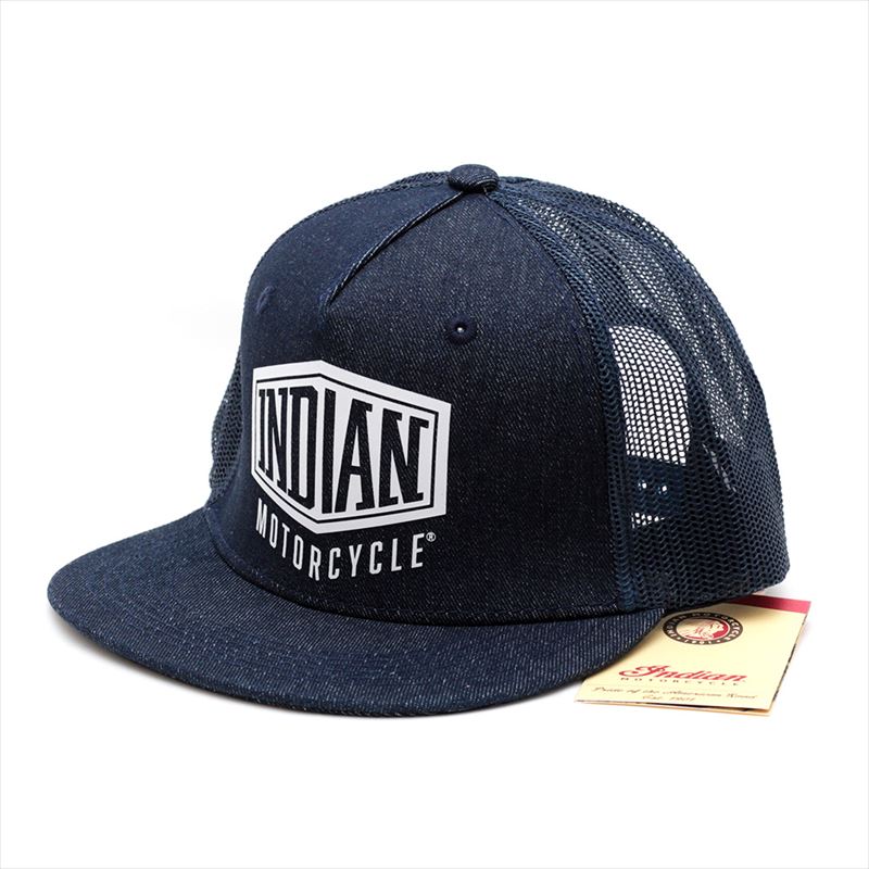 メッシュキャップ 帽子 メンズ インディアン モーターサイクル Indian Motorcycle Denim Trucker ブルー 2860745 平ツバ USA
