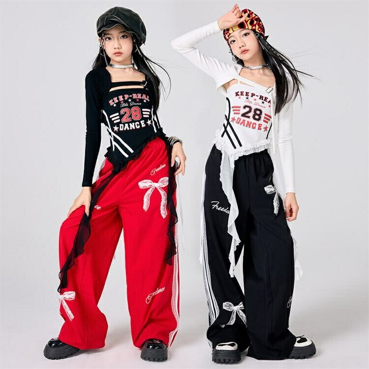 数量限定品キッズダンス衣装 女の子にセットアップ hiphop 演出服 キャミソール 長袖 トップス パンツ 頭巾 Y2K 子供服 HIPHOP ステージ衣装 韓国 派手 練習着 jazz セットアッ