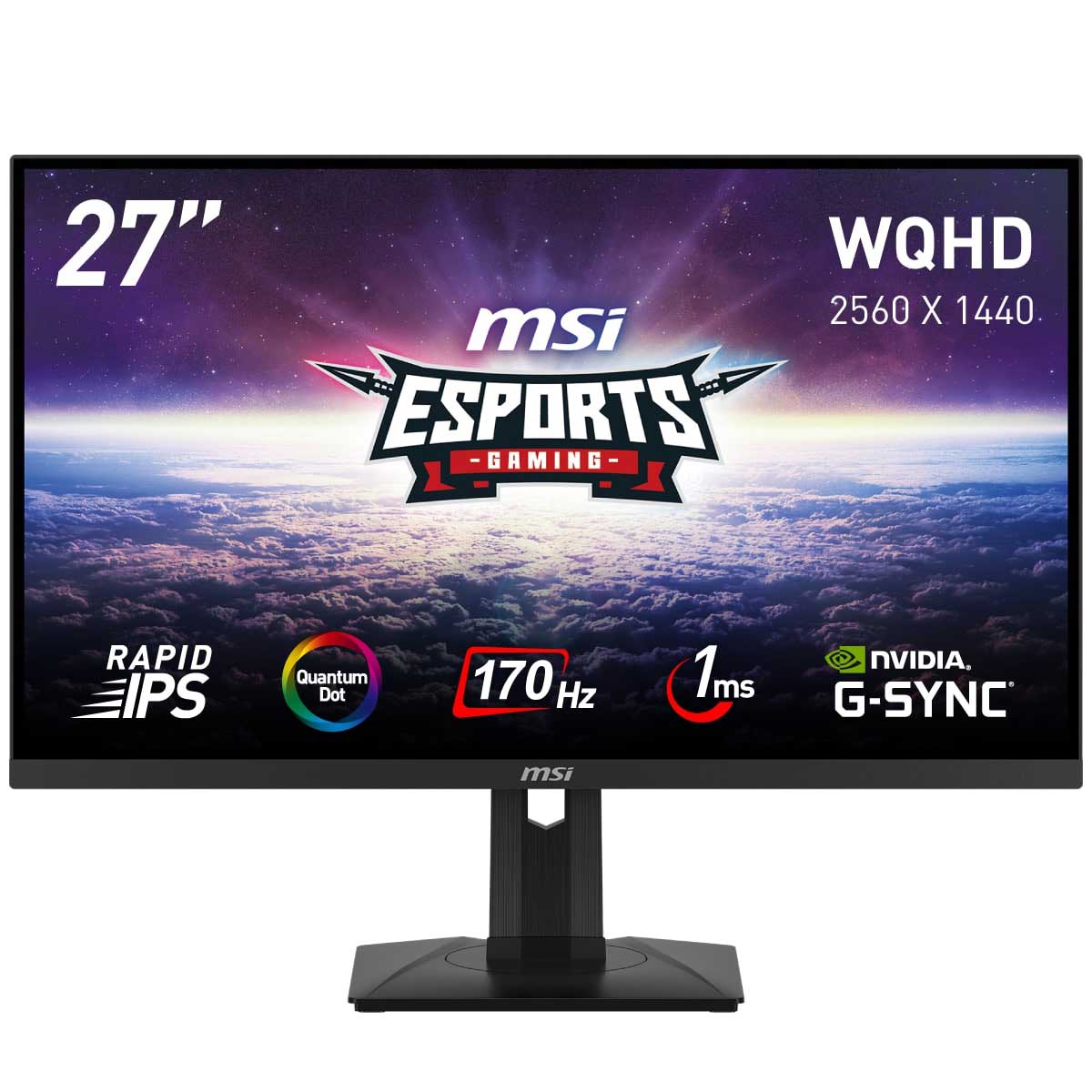 MSI ゲーミング液晶ディスプレイ(27型/IPS/WQHD 2560×1440/170Hz/1ms/HDR400/HDMI2.0b/DP1.4/USB Type-C/VESA/PIP・PBP対応/3