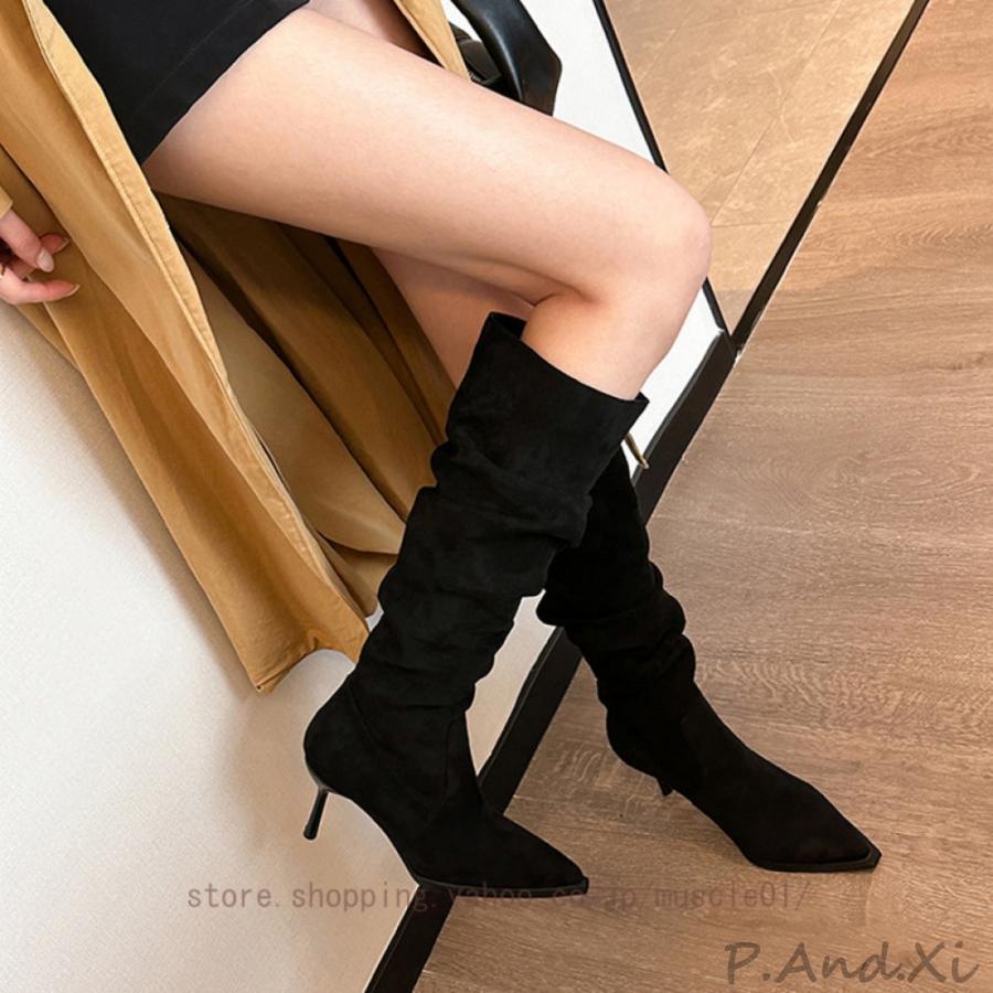 ジョッキーブーツ ロングブーツ 履き口 ゆったり ブーツ ロングブーツ レディース 疲れない くしゅくしゅ ブーツ ハイヒール ピンヒール コスプレ 旅行