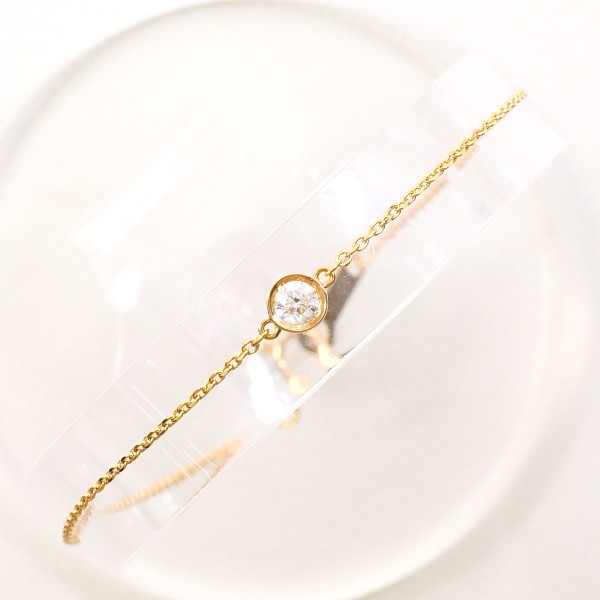4℃ K18YG ブレスレット ダイヤ 総重量約0.8g 約17cm ジュエリー 中古