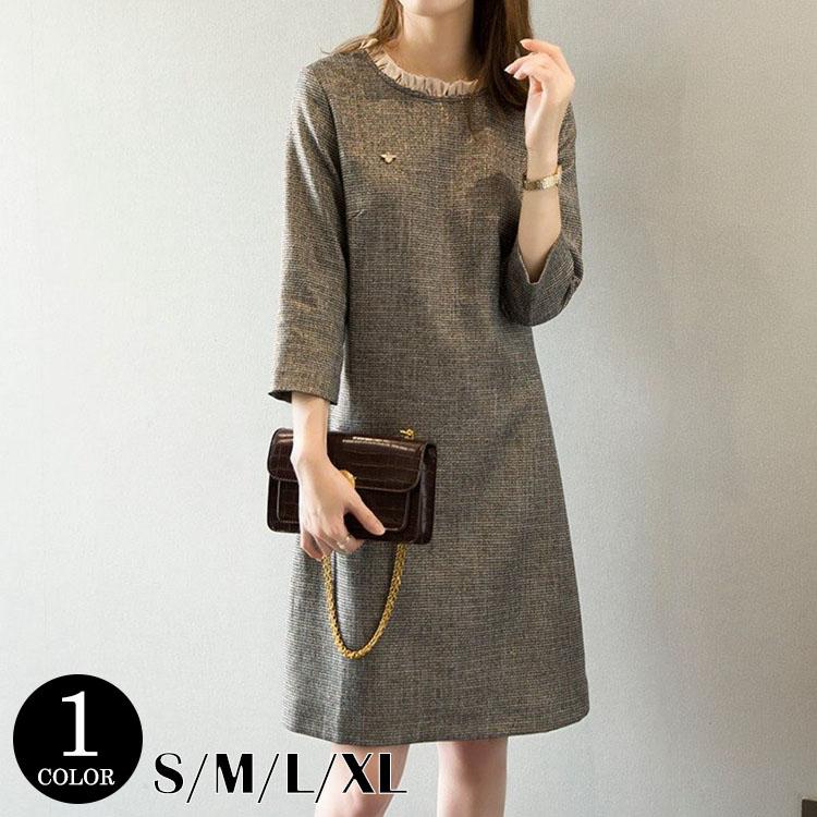 ワンピース レディース シンプル おしゃれ おでかけ 上品 お呼ばれ 大人 襟オシャレ