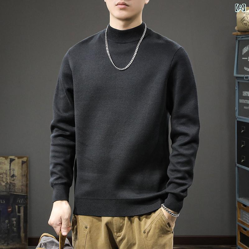 メンズ 秋冬 長袖 厚手 ニット トップス セーター レイヤード カジュアル おしゃれ 普段使い 着やい 動きやい 快適 レジャー アウトドア ワーク
