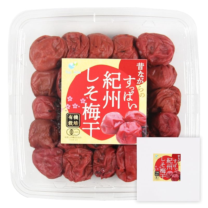 有機JAS認証 オーガニック 和歌山県産 紀州南高梅 昔ながらのすっぱい 無添加 梅干し L～3Lサイズ粒 秀品 塩分約18％ 贈答用箱入り (しそ梅干800g)