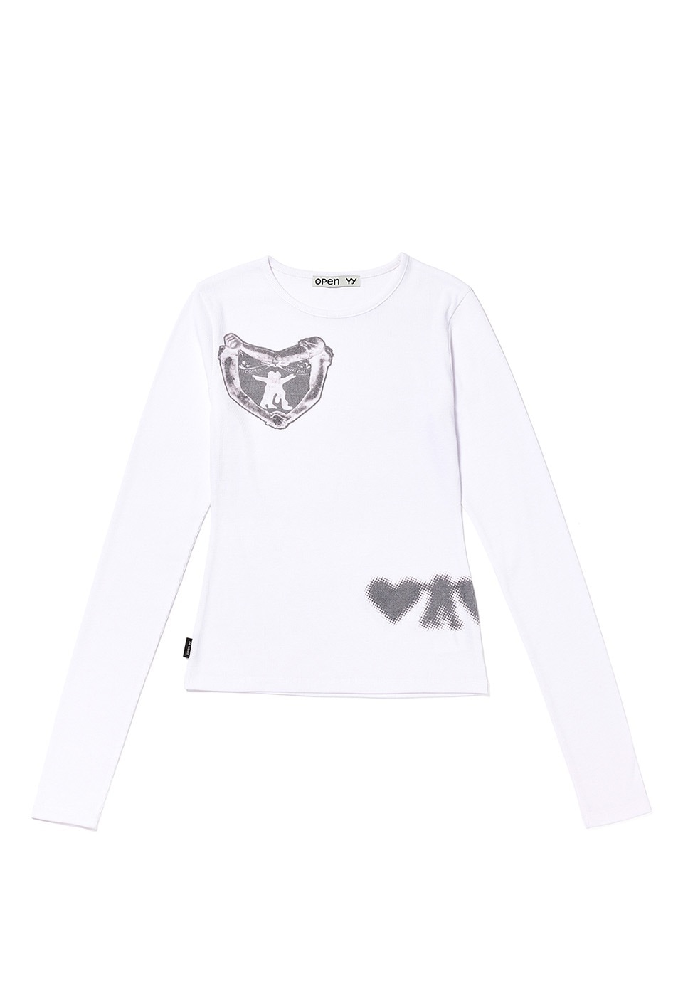 【OPEN Yy】 RIBBED YY HUG&HEART TOP : WHITE