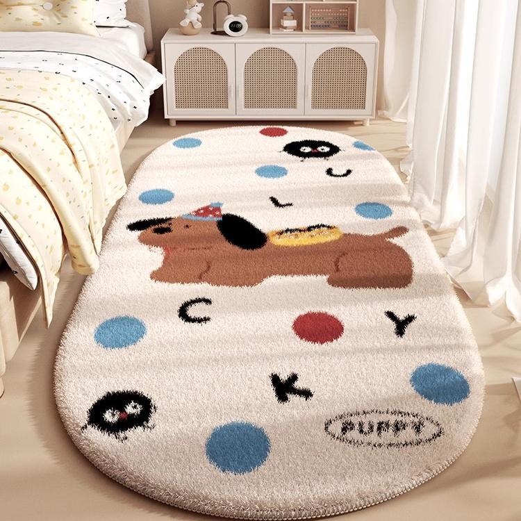 子供用部屋のカーペットかわいい床マットの寝室厚いぬいぐるみクッション漫画漫画子犬床マットカーペットガールベッドルームベッドサイド