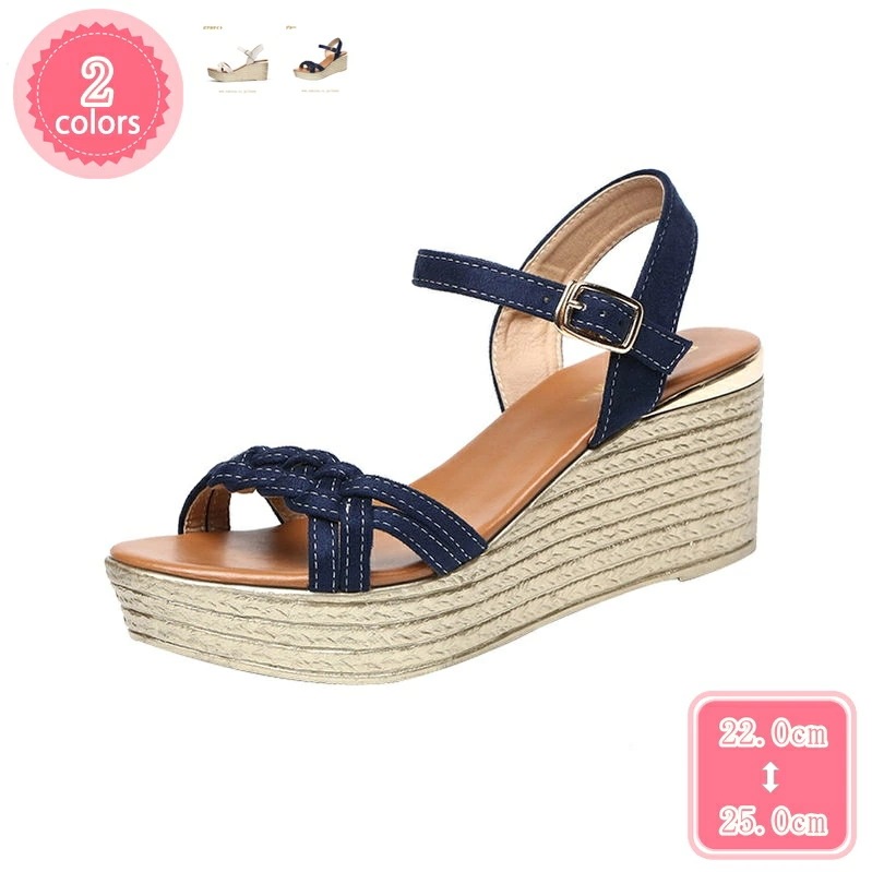 1000円OFFクーポン サンダル 夏 編み込み ウェッジソール レディースシューズ 厚底サンダル アンクルストラップサンダル レディース 美脚 定番 歩きやすい 疲れにくい ストラップ つっかけ 軽