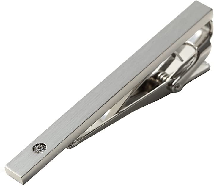 ネクタイピン タイバー メンズ 日本製 Solid Tie Clip クリスタル(シルバー（クリスタ