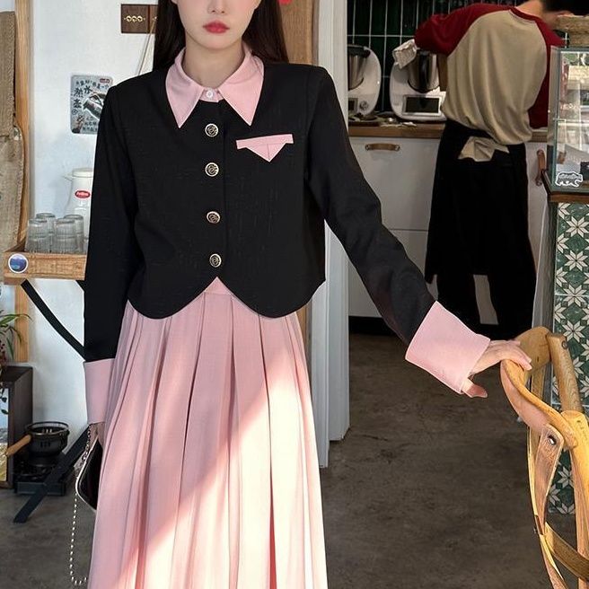 セットアップ ニューデザイン スーツ 切り替え フェイクレイヤード スカート セット