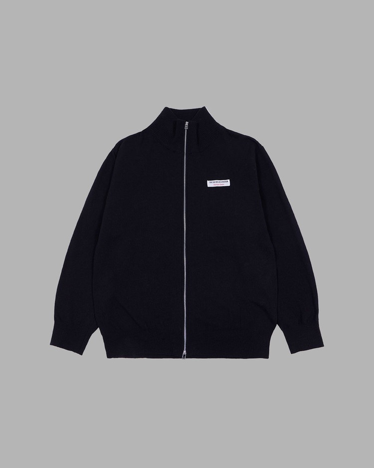 【THE MUSEUM VISITOR】 FLOWER PICTURE PRINTED KNIT ZIP UP : BLACK