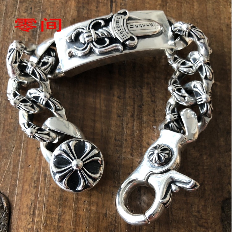 Zero 925 シルバーブレスレットメンズ CH シンプルストリートヒップ