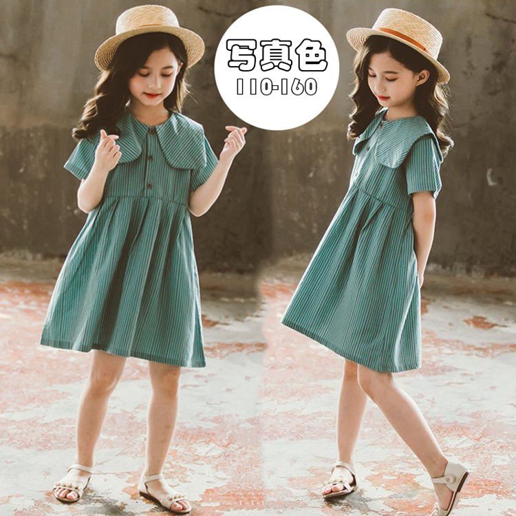 子供服 ワンピース キッズ 最大96 Offクーポン 女の子 夏 膝丈 半袖 子供ドレス ストライプ柄 おしゃれ Dress