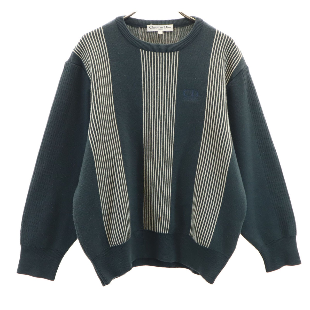 Christian Dior SPORTS クリスチャンディオールスポーツ 90s ウール オールド 長袖 セーター L ネイビー系 ニット メンズ 古着