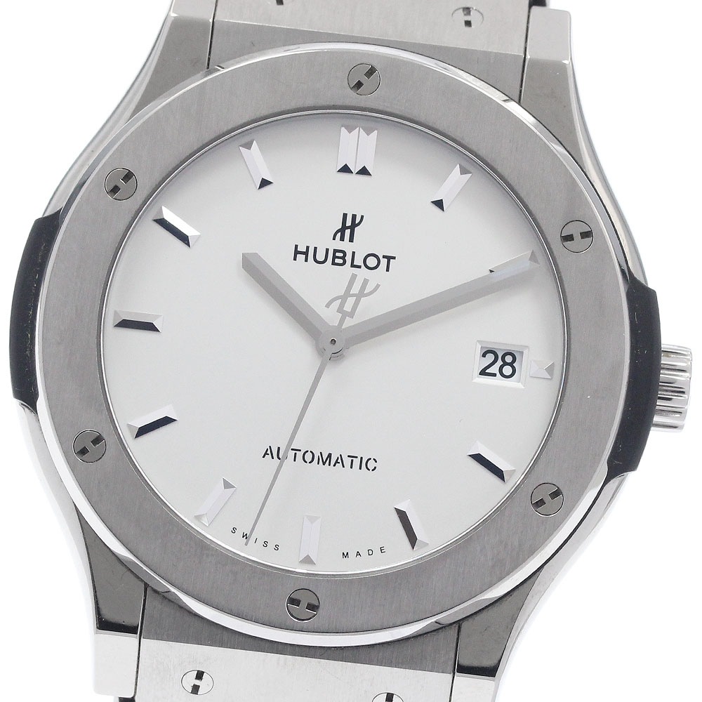 ウブロ HUBLOT 511.NX.2611.LR クラシック・フュージョン チタニウム オパリン デイト 自動巻き メンズ 良品 保証書付き_956352【中古】