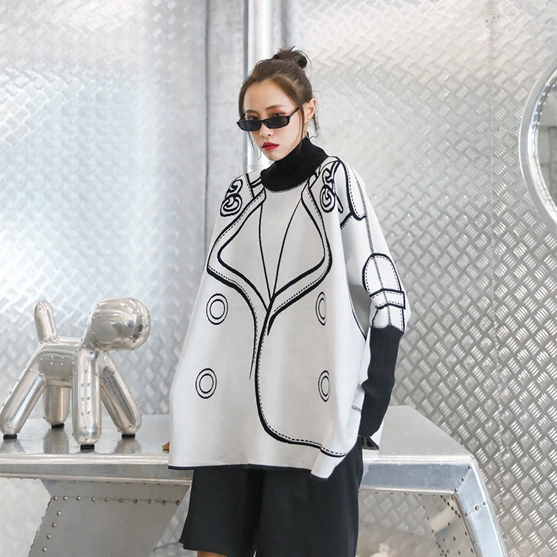 トップスニット両面着用レイヤードトップスLFZ344 ラブリータートルネック タートルネックニット ベーシックニット秋冬ゆったり着痩せ効果セータートップス