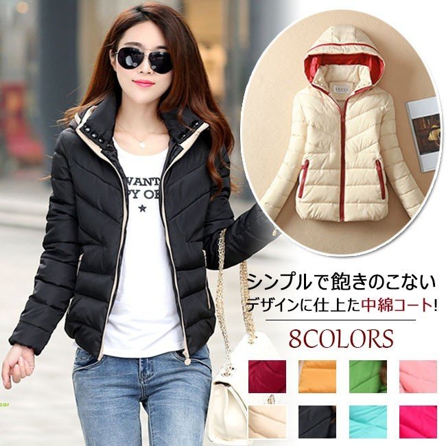 超軽量中綿コート 中綿コート 秋冬アウター レディース フード付き 無地 ショート丈中綿コート キルティング中綿コート 大きいサイズ 2019秋冬新作 diz0110289966