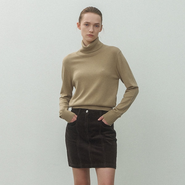 (T-6985)ESSENTIAL WOOL POLO NECK KNITニット