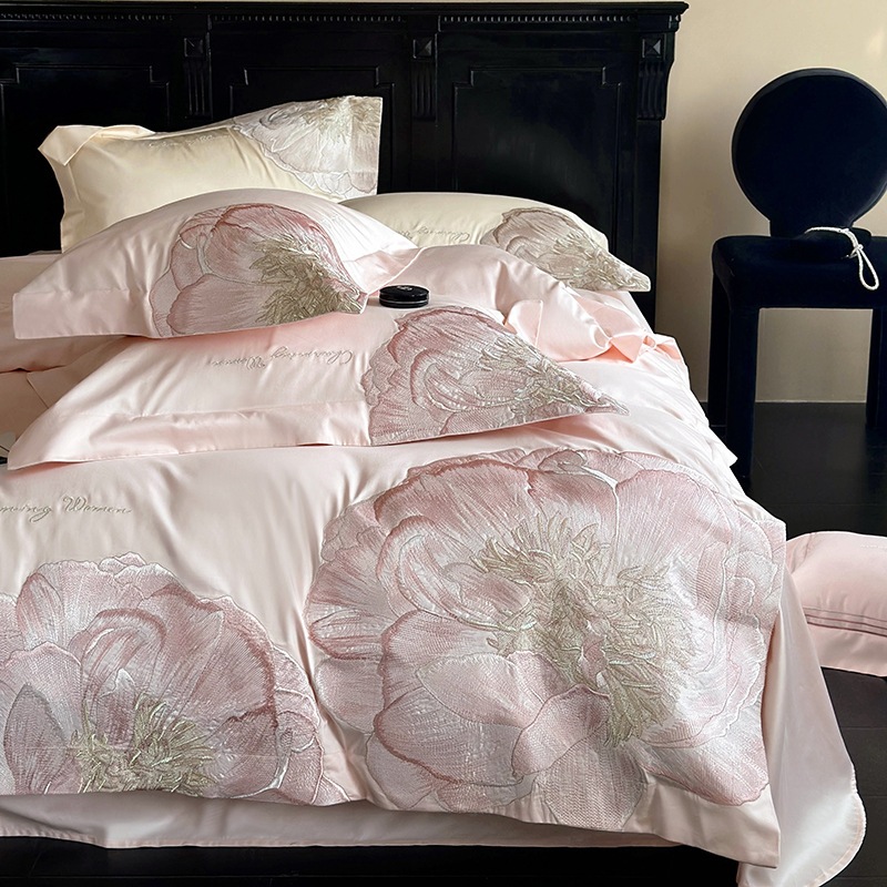 軽量で高級感のある100本の綿刺繍4点セットシーツ布団カバーベッド笠4全綿綿綿綿寝具