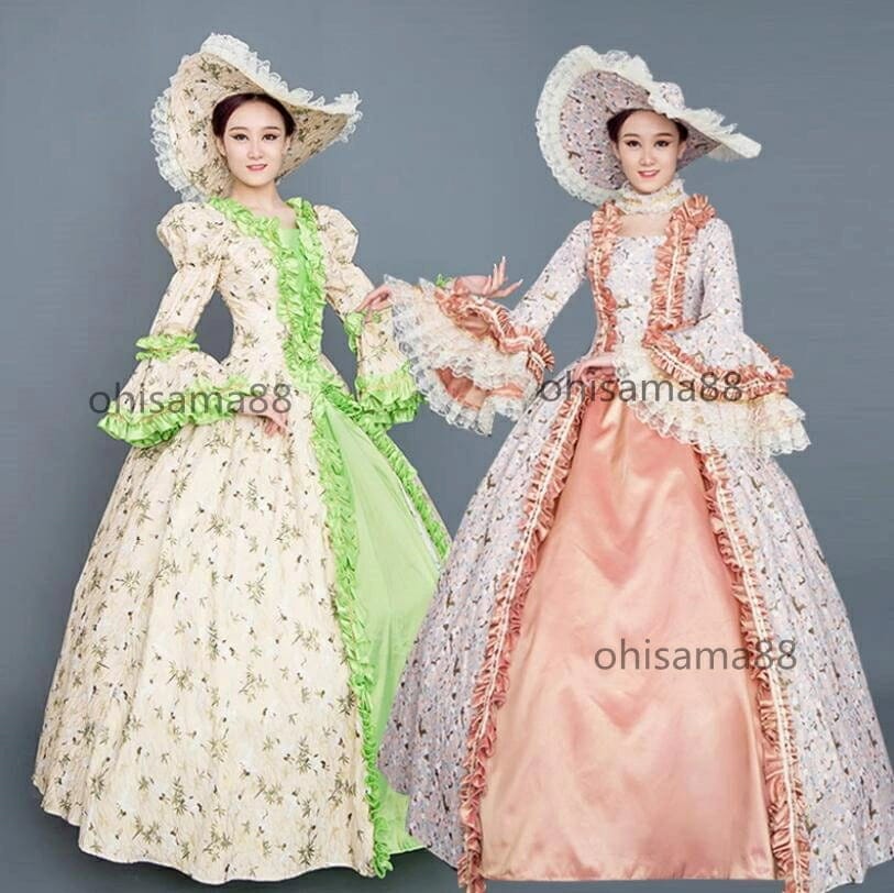 [3日出荷 最安値]新品大人気宮廷ドレス 貴族ドレス 可愛い フレア袖 貴婦人ドレス 演劇 中世貴族風 華やか お姫様ワンピース オペラ声楽 プリンセスドレス 文化祭 学園祭 ロングドレス 舞踏会 撮