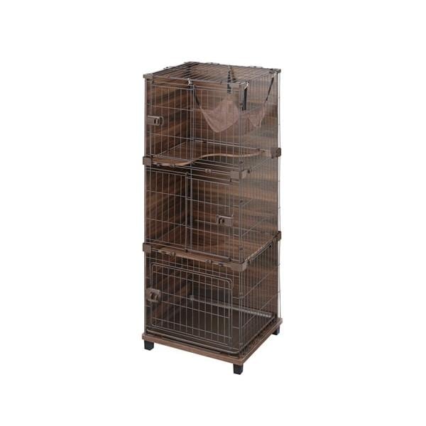 アイリスオーヤマ ファニチャースタイルケージ3段 PFSC-603 ウォールナット キャットランド キャットタワー 3段 ケージ 檻 オリ ハウス ゲージ