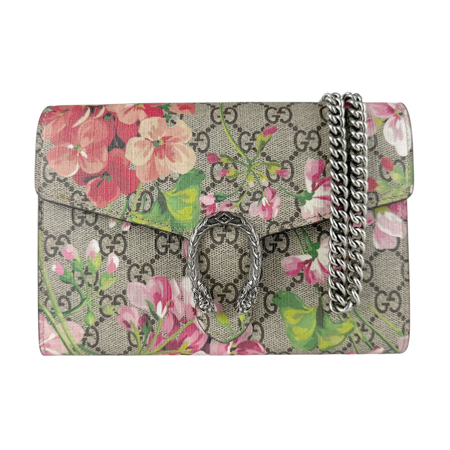 グッチ GUCCI チェーンウォレット GGフローラ ディオニュソス GGスプリームキャンバス ブラウン/ピンク系 レディース 401231 z9617