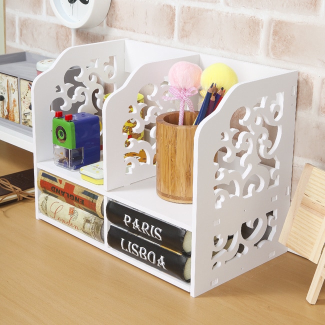 白いデザインの2層書棚（40cm）/シェルフブックケースラックディスプレイシェルフブック