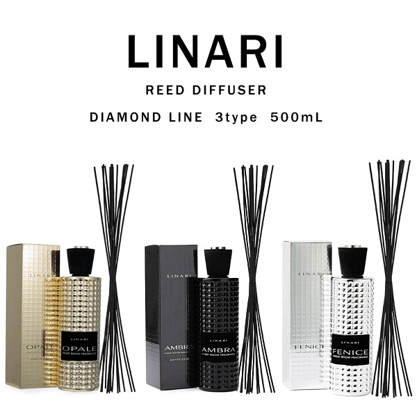 リナーリ ダイヤモンドライン ルームディフューザー 500ML 【全3種類】AMBRA（アンバー）/ FENICE (フェニーチェ) / OPALE (オパール)