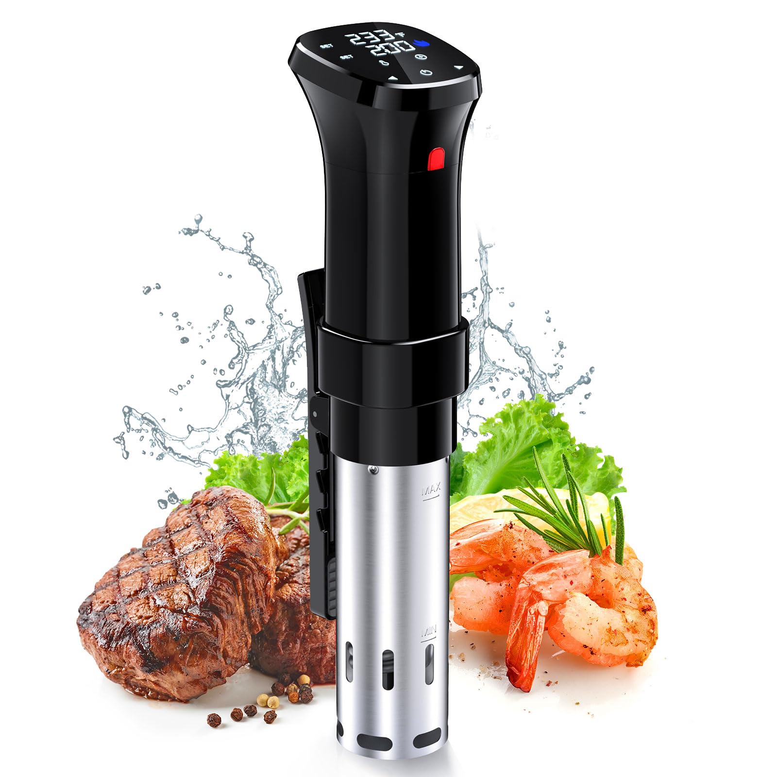 低温調理器 1100Wハイパワー 低温調理器具 24時間 予約機能 真空調理器 スロークッカー レシピ付き IPX7防水 タッチパネル クリップ式 低温調理機 低音調理器 タイマー 温度設定 五重安心