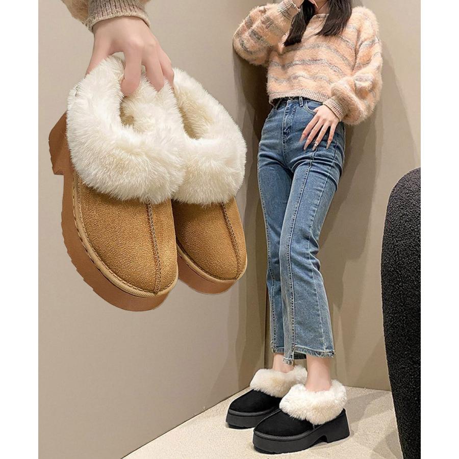 即納 スエード調 ショートムートンブーツ厚底靴