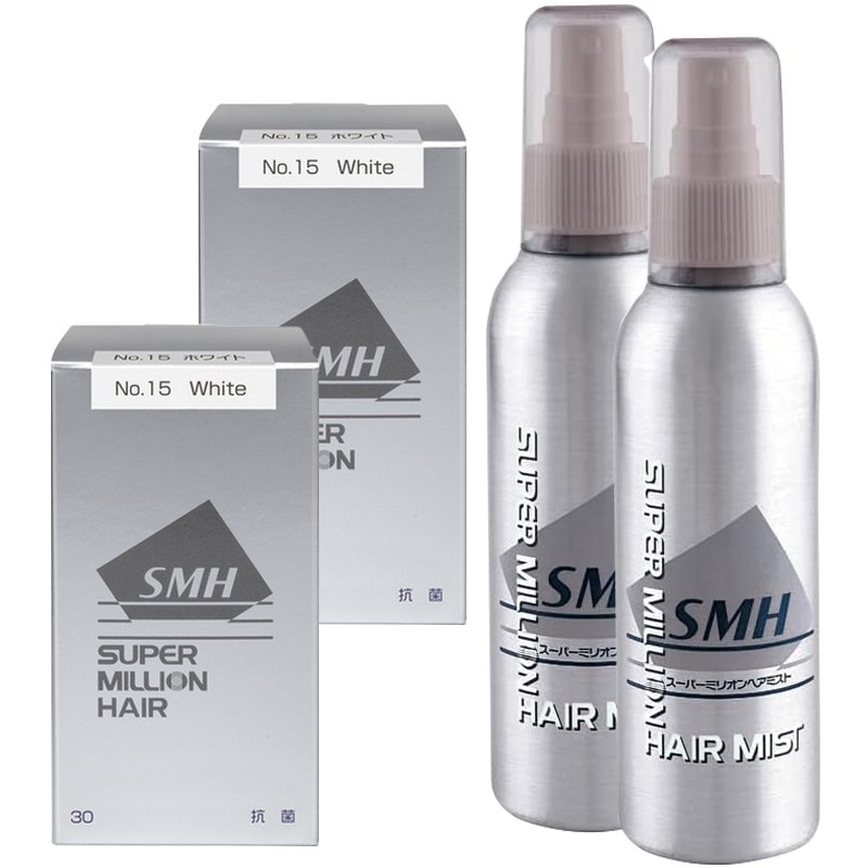 ルアン スーパーミリオン ヘアー ホワイト 30g ×2個 + ヘアミスト 165mL ×2個 セット ボリューム ふりかけ 薄毛 抜け毛 白髪 対策 増毛パウダー 髪 頭皮 分け目 薄毛隠し