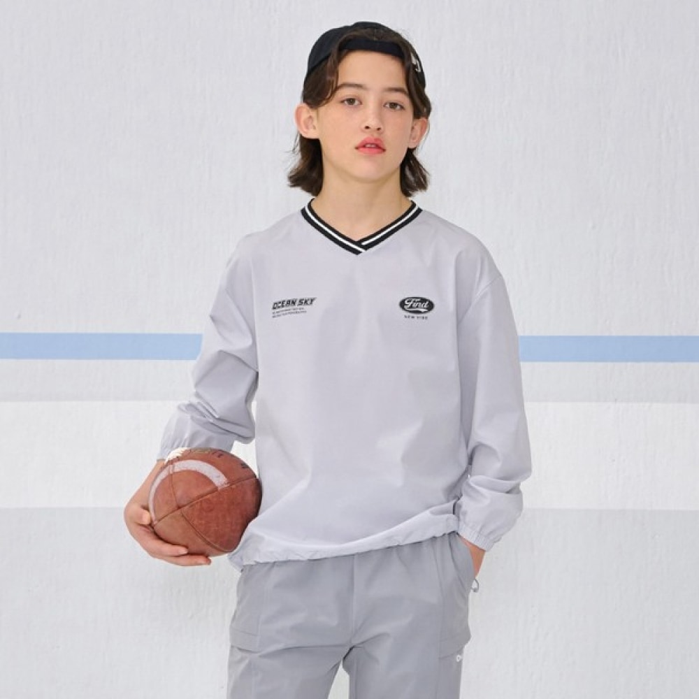 （オーシャンスカイ）ボーイズストレッチ Vネック Tシャツ-EAJB5103B0E