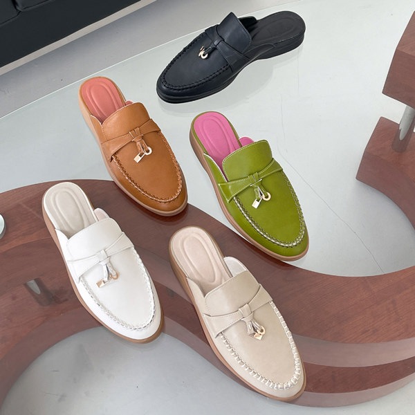 サンダル モカシン ローファー モチーフ レザー フラット レディース ぺたんこ 黒 茶 緑 ブラック ブラウン グリーン ベージュ アイボリー 靴 婦人靴 韓国