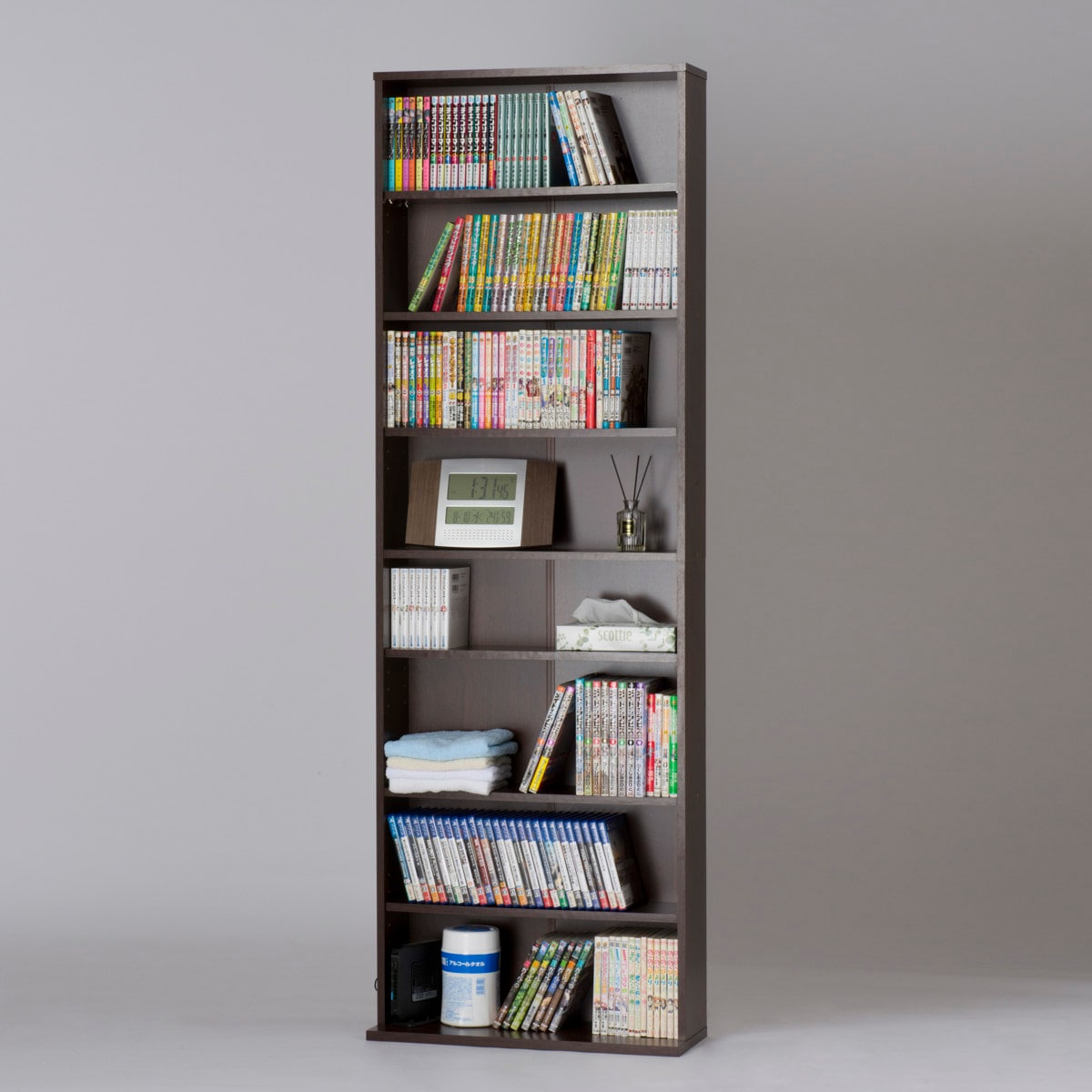 コミックラック 幅60cm 8段 ハイタイプ本棚 【期間限定】 ラック 本棚 収納 ハイタイプ シェルフ 収納棚 300冊収納 壁面収納 リビング収納 コミック 木目調 ブラウン ホワイト 5,442円