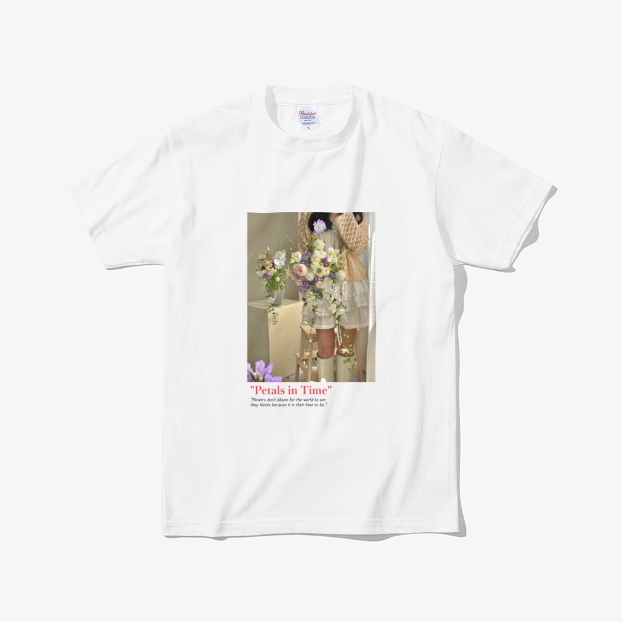 Petals in Time ポドウグッズ レディースTシャツ プリントイメージ 花 デザイン フラワー 韓国