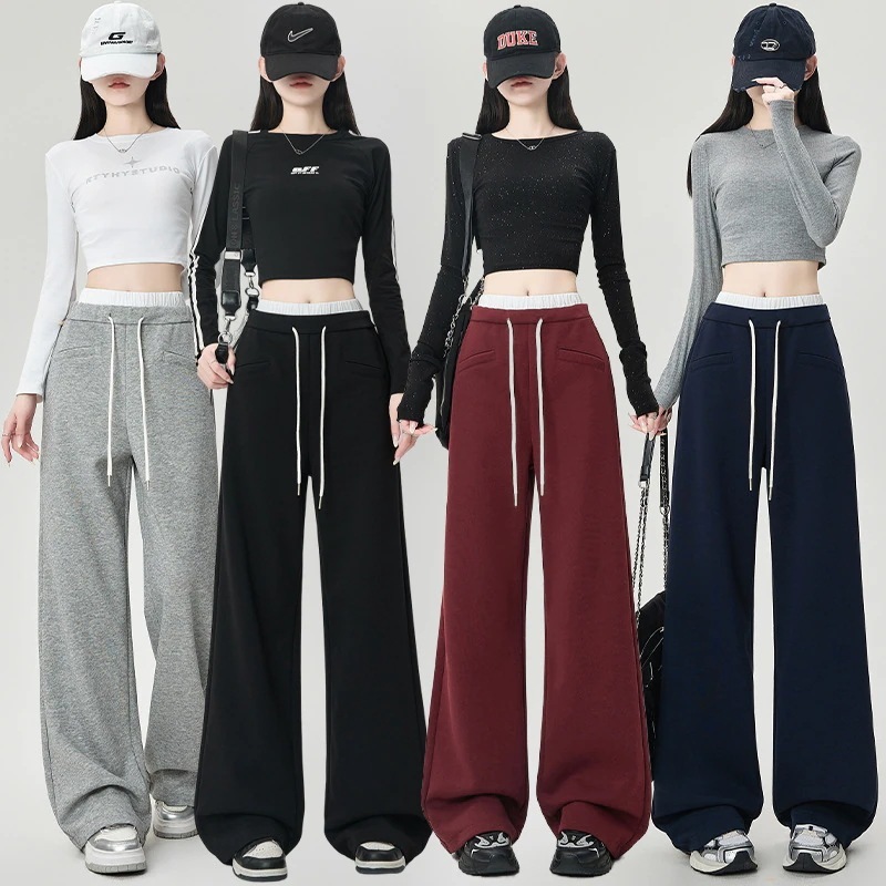 大人気新型アメリカ式ウエストパンツ女スポーツパンツ秋冬ワイドパンツスウェットパンツ