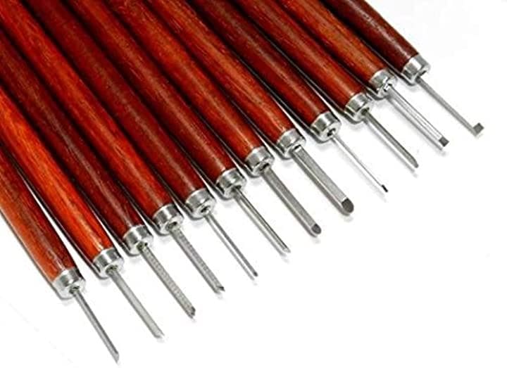 GiGant 極細プロ 精密 彫刻刀 セット 1mm-4mm Φ13 伝統工芸 木彫 オリーブ核 細工 pro12 CH-12PROT( 12本)