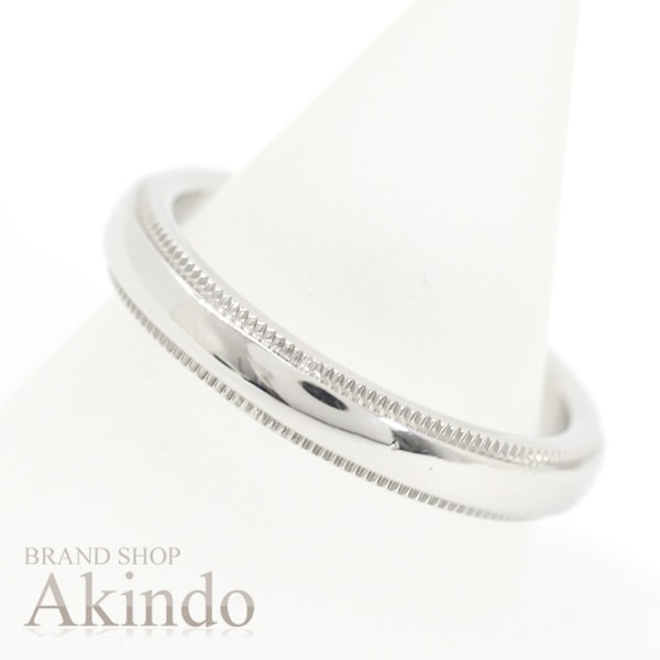 【新品同様】ティファニー リング ミルグレイン 指輪 プラチナ 3mm Pt950 7号 #7 トゥギャザー コレクション TIFFANY＆Co. バンドリング ジュエリー メンズ レディース ペア