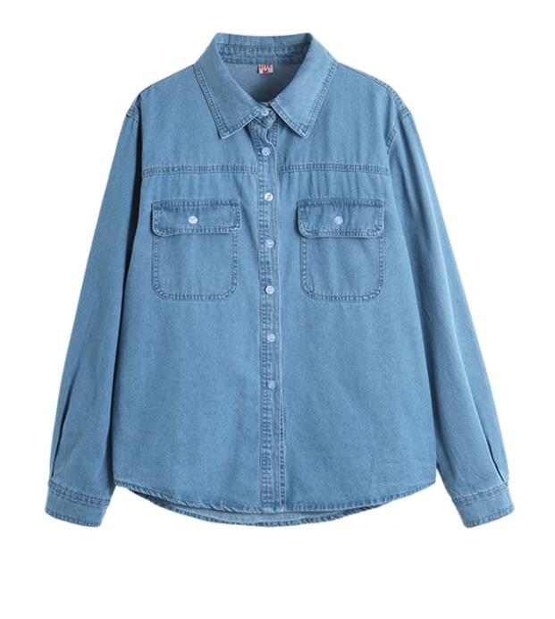 デニム シャツ 女性の秋と冬 スタイルのレトロなニッチトップ ブルー インナー レイヤード シャツ