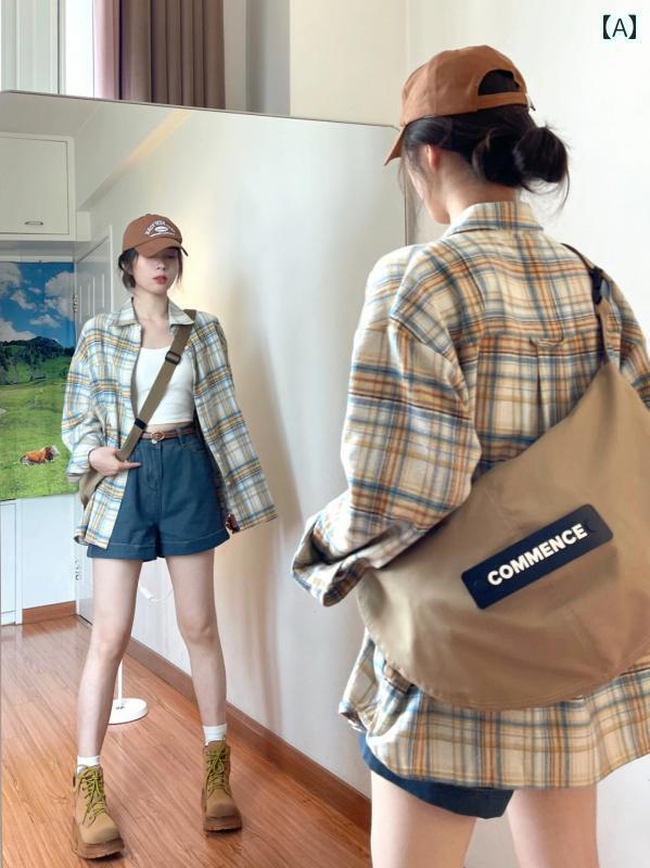 レディース チェック トップス チェック シャツ レディース 2025 春秋 トップス ミディアムと ロング ジャケット スタイル